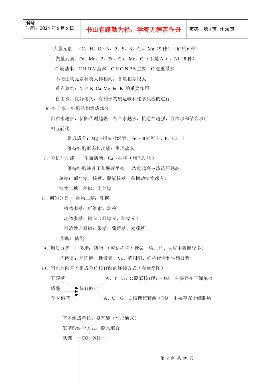 高中生物复习知识手册[全套]_第2页