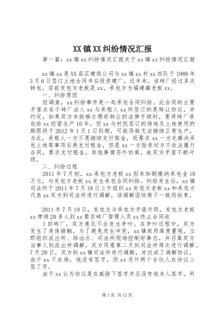 XX镇XX纠纷情况汇报