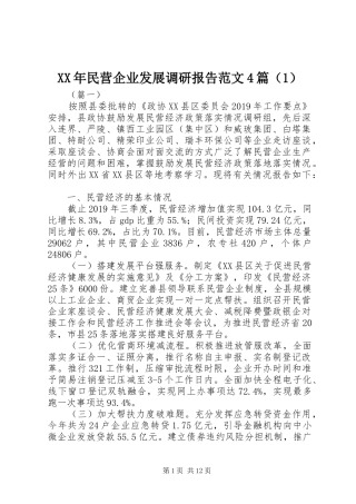 XX年民营企业发展调研报告范文4篇（1）