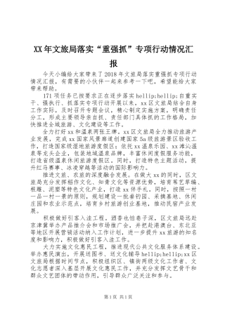 XX年文旅局落实“重强抓”专项行动情况汇报