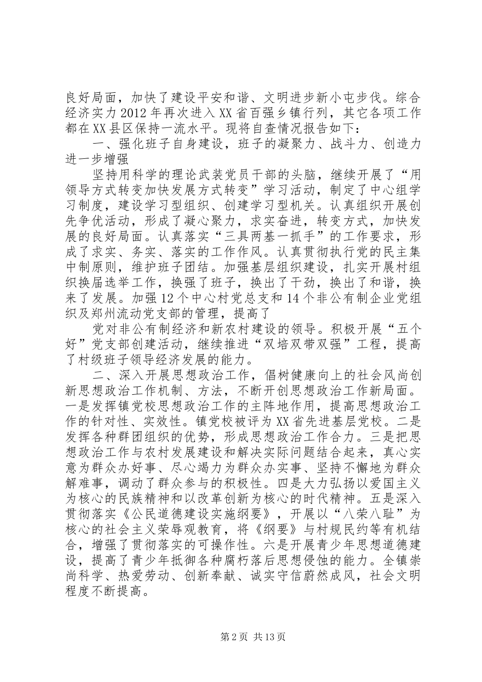 XX村镇自查报告大全_第2页