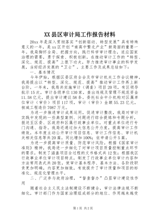 XX县区审计局工作报告材料