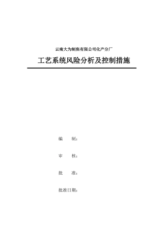 净化车间化产车间风险分析及控制措施