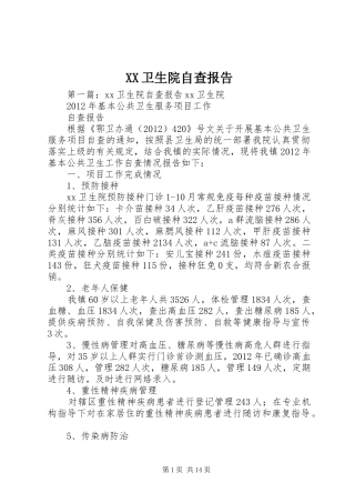 XX卫生院自查报告