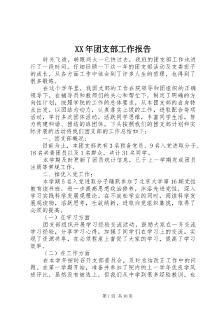 XX年团支部工作报告