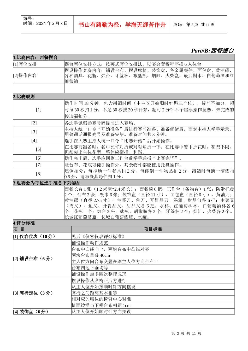 阳光酒店集团首届职业技能大赛规则及标准_第3页