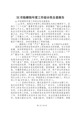 XX市检察院年度工作综合性自查报告