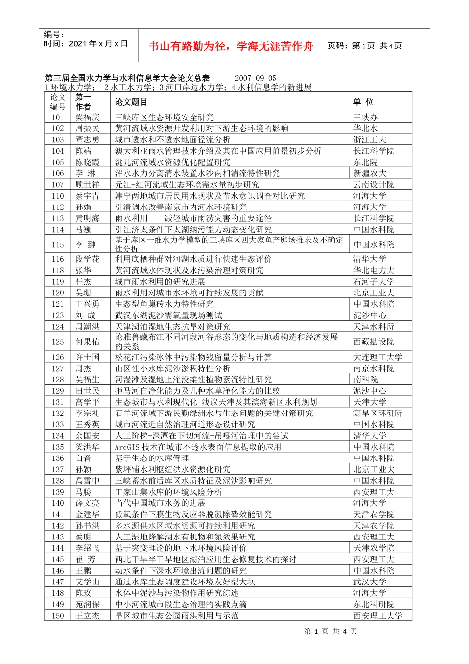 第三届全国水力学与水利信息学大会论文总表_第1页