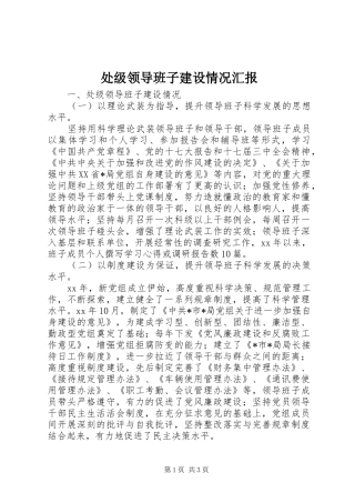 处级领导班子建设情况汇报