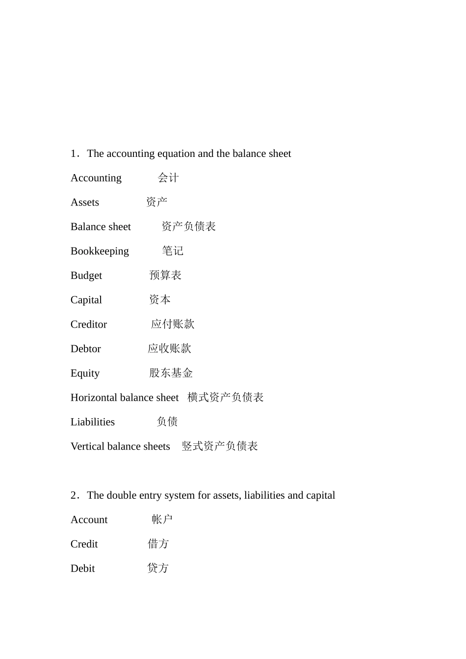 会计英语专业相关词汇_第1页