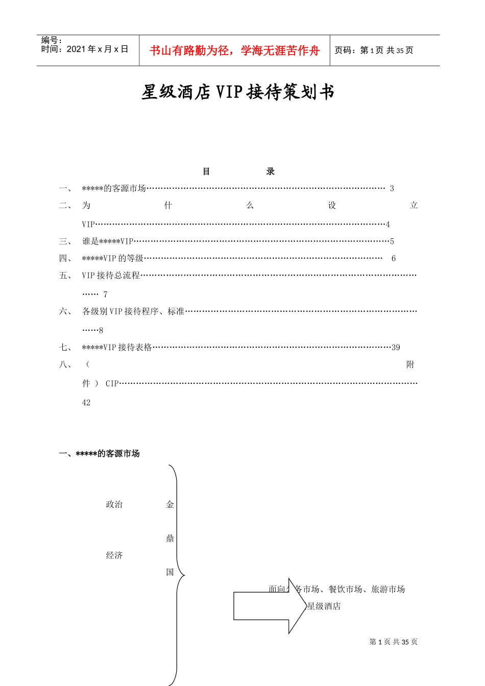 酒店大厅管理全集-星级酒店VIP接待策划书(DOC37页)_第1页
