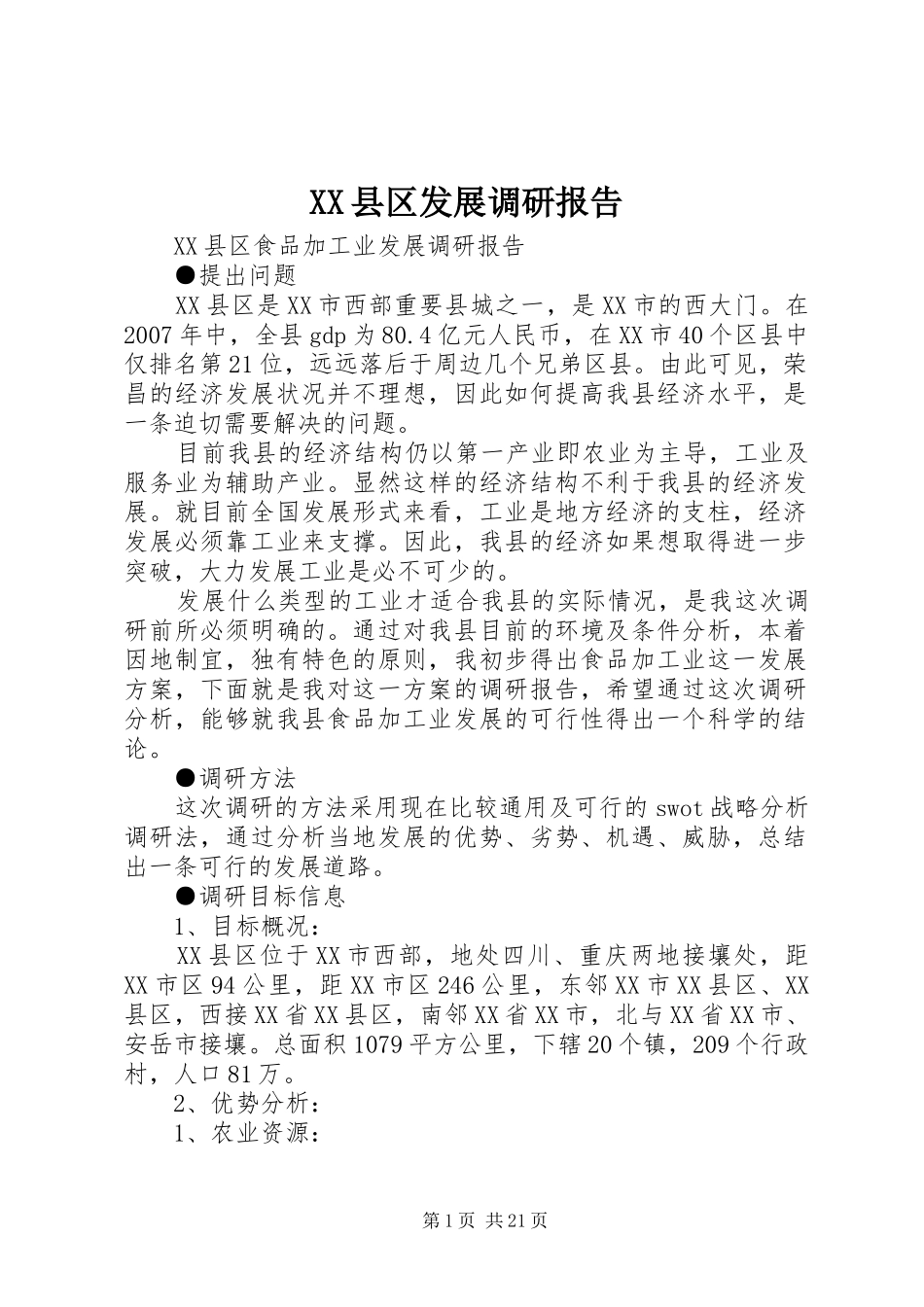 XX县区发展调研报告_第1页