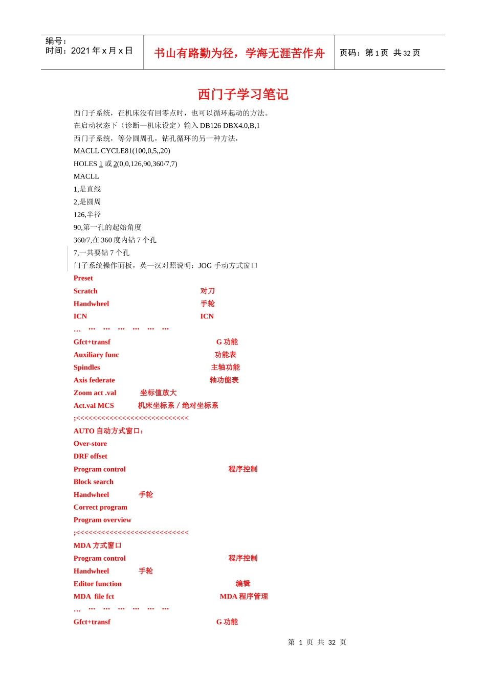 西门子系统数控机床学习笔记_第1页