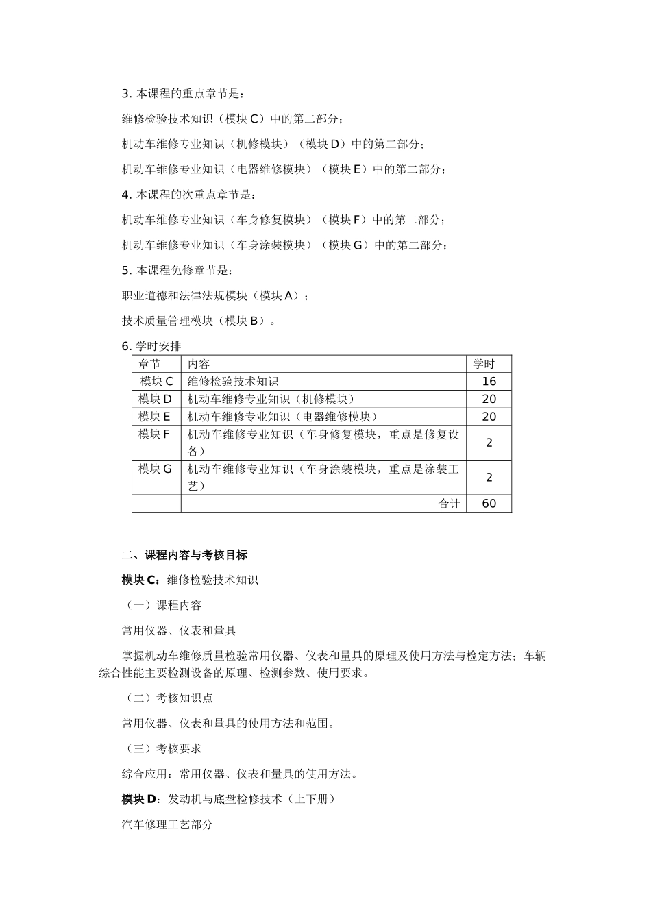 机动车检测维修实务课程考试大纲_第2页