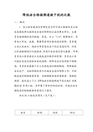 降低话台转接频道被干扰的次数QC报告