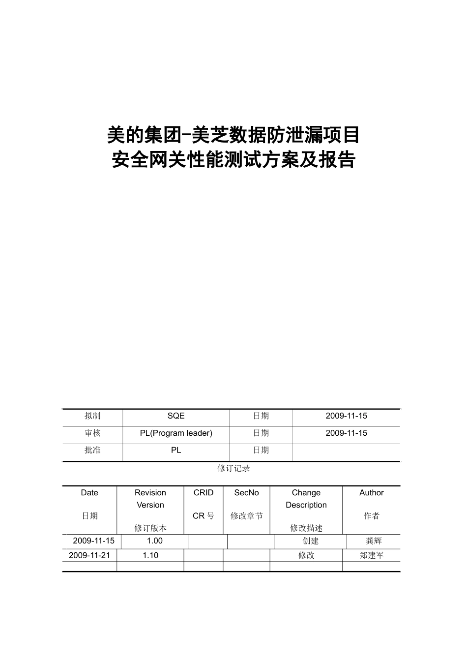 美芝数据防泄漏项目安全网关性能测试方案及报告_第1页