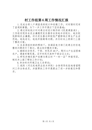 村工作组第6周工作情况汇报