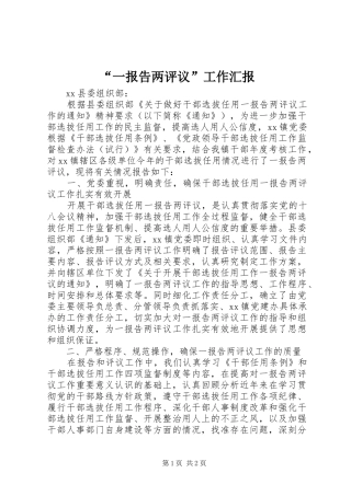 “一报告两评议”工作汇报