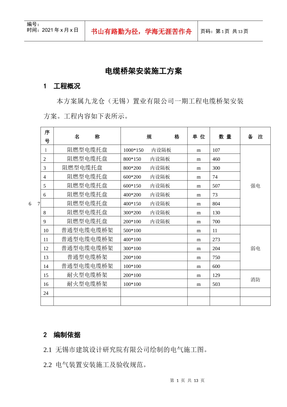 电缆桥架安装施工方案_第2页