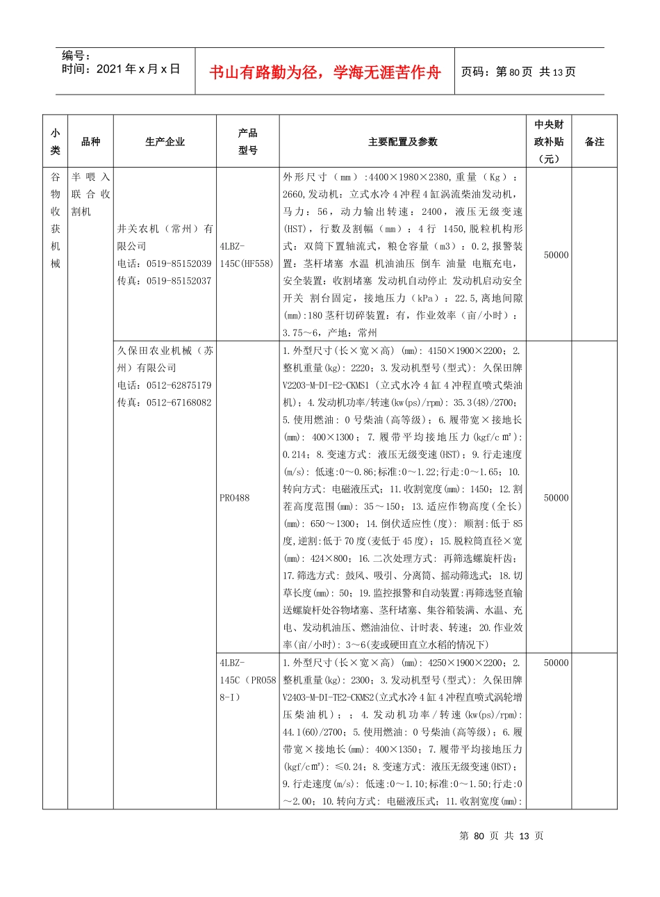 谷物收获机械-品种_第1页