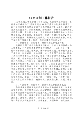 XX市双创工作报告