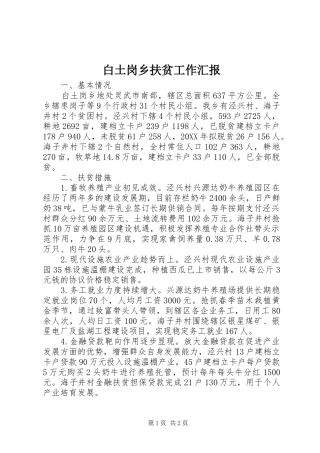 白土岗乡扶贫工作汇报