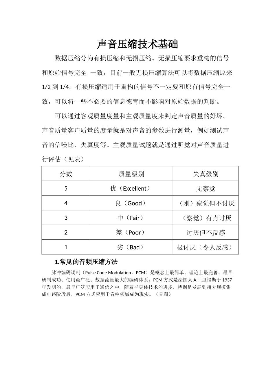 汽车数字音响技术之声音压缩技术基础_第1页