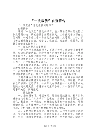 “一改双优”自查报告