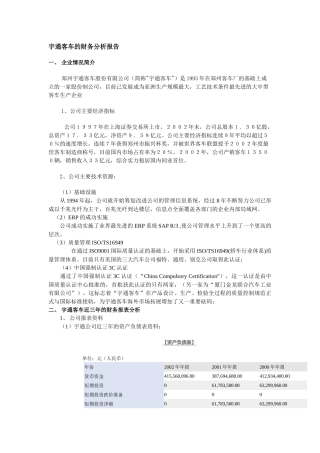 某客车财务分析报告