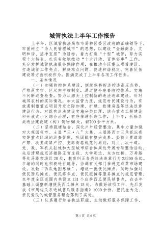 城管执法上半年工作报告
