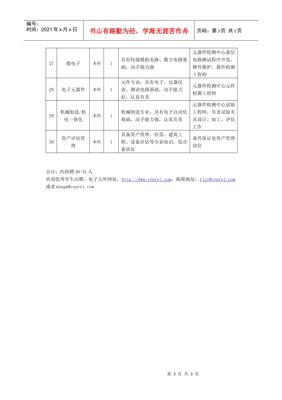 电子五所XXXX年毕业生需求信息表_第3页
