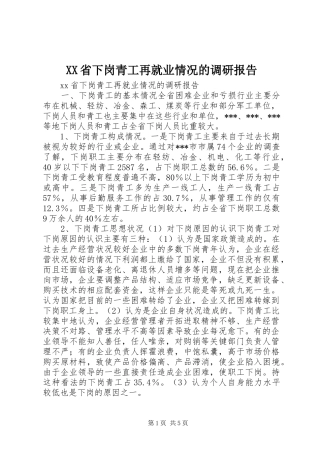 XX省下岗青工再就业情况的调研报告 (19)