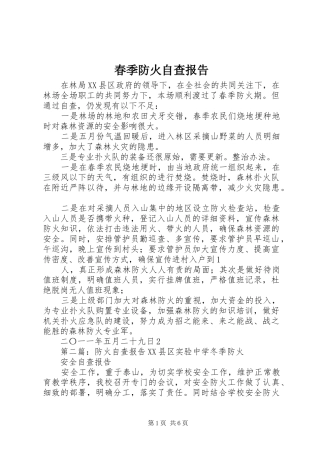 春季防火自查报告