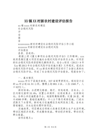 XX镇XX村新农村建设评估报告