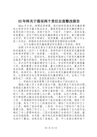 XX年终关于落实两个责任自查整改报告