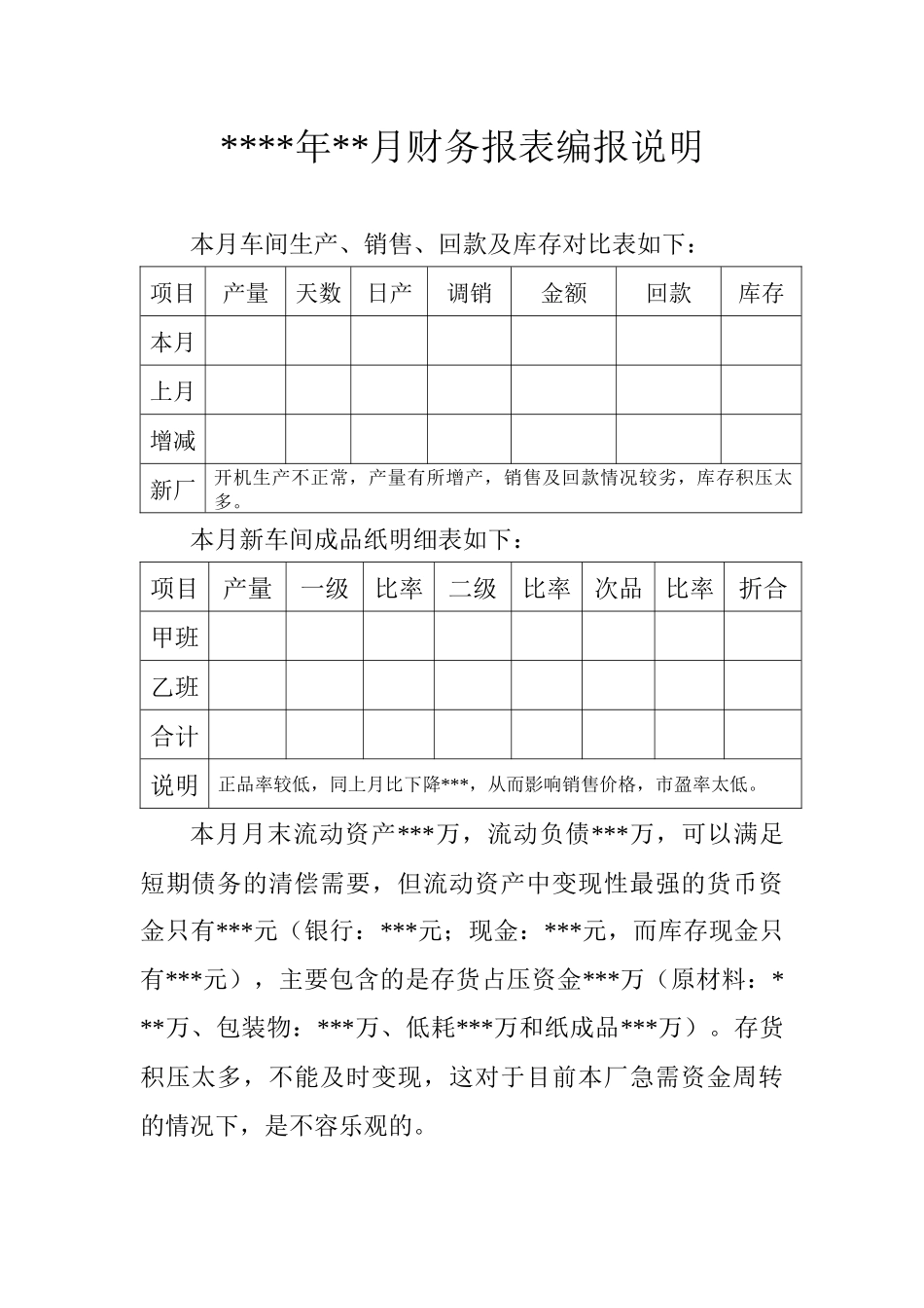 某造纸厂财务编报分析_第1页