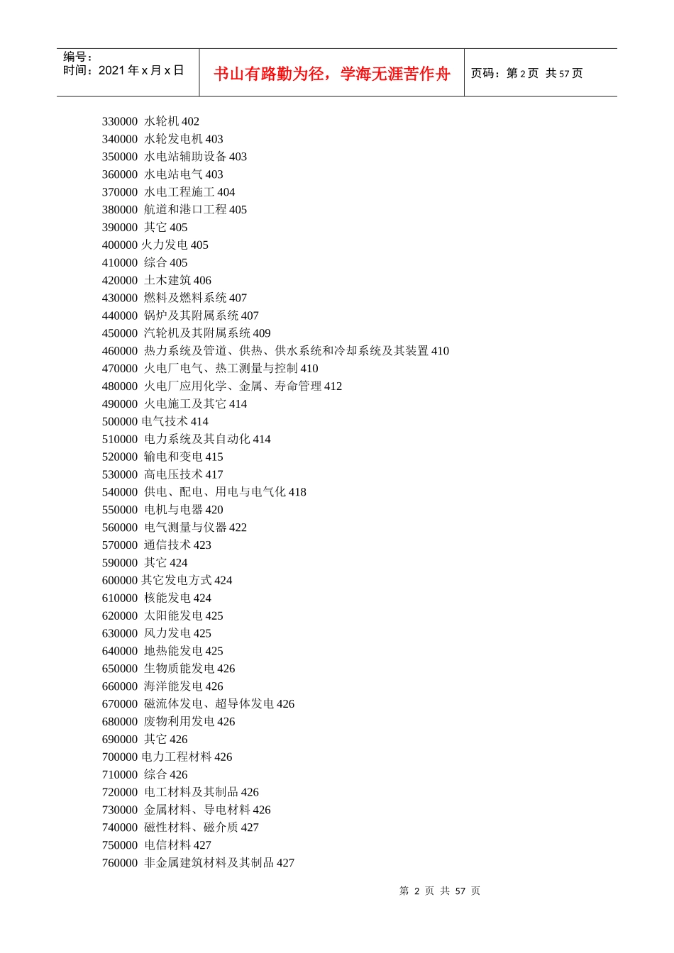 电力科技成果分类与代码-中华人民共和国电力行业标准_第2页