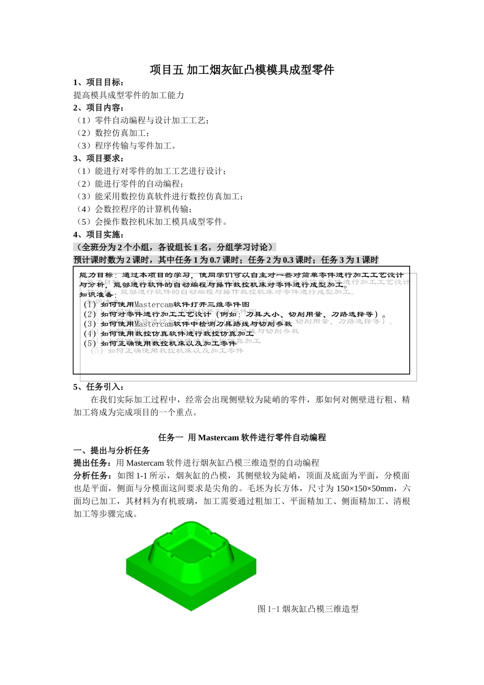 加工烟灰缸凸模模具成型零件_第1页