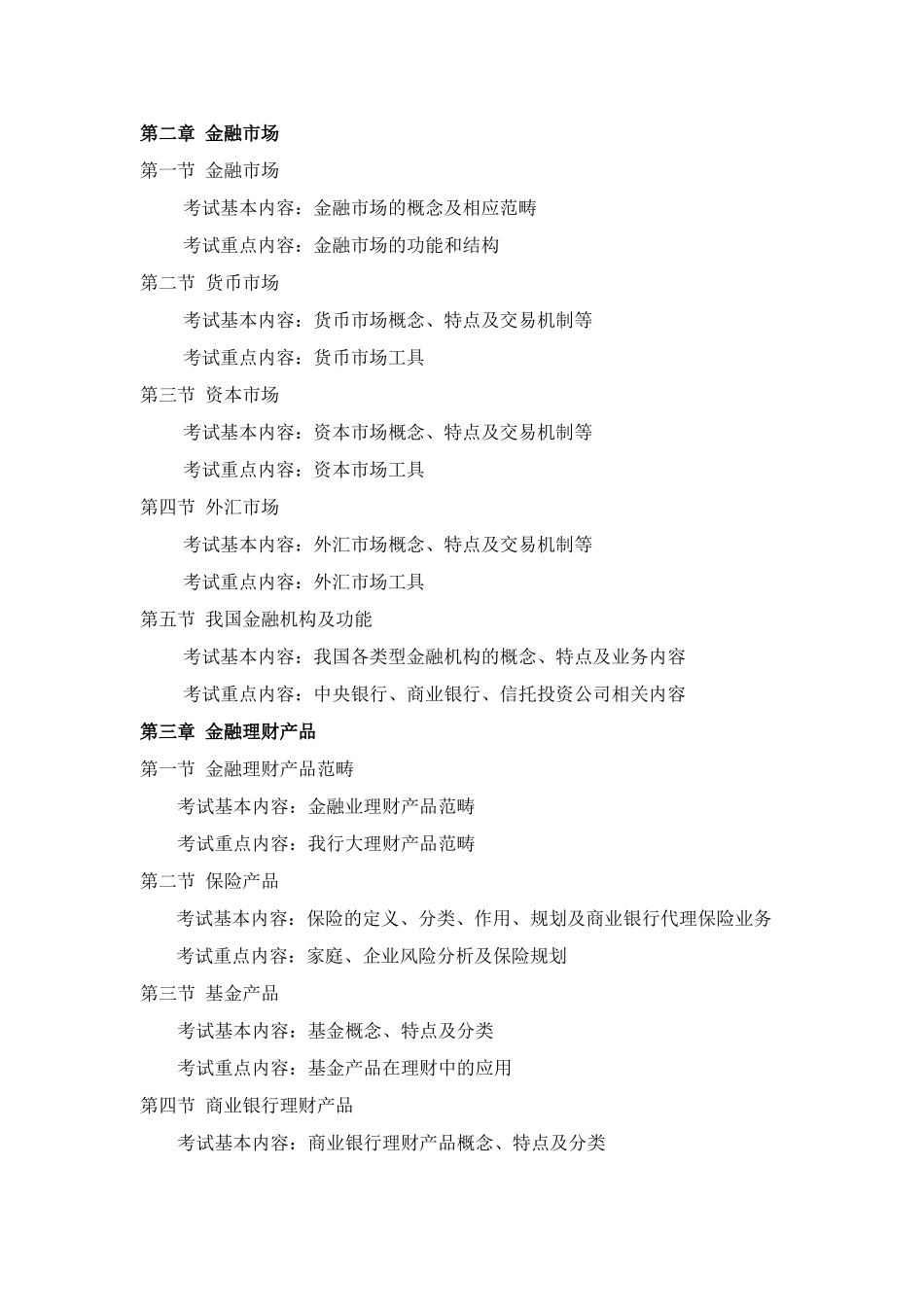 理财经理等九个岗位资格(初级)考试大纲_第2页