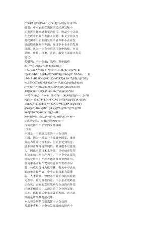 浅析我国中小企业的发展战略
