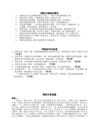 理财方案制作要求