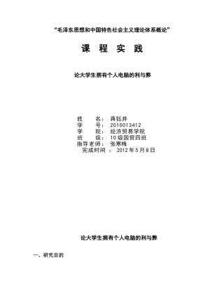 论大学生拥有个人电脑的利与弊