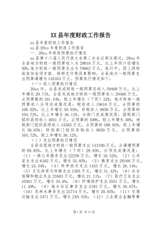 XX县年度财政工作报告