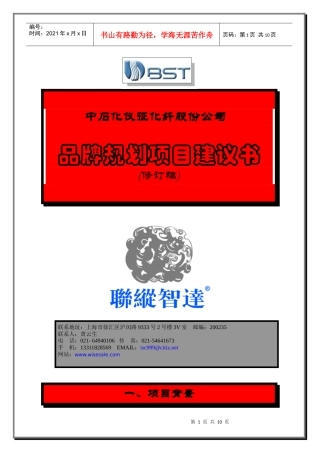 联众致达-中石化仪征化纤股份公司品牌规划项目建议书