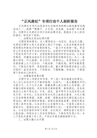 “正风肃纪”专项行动个人剖析报告