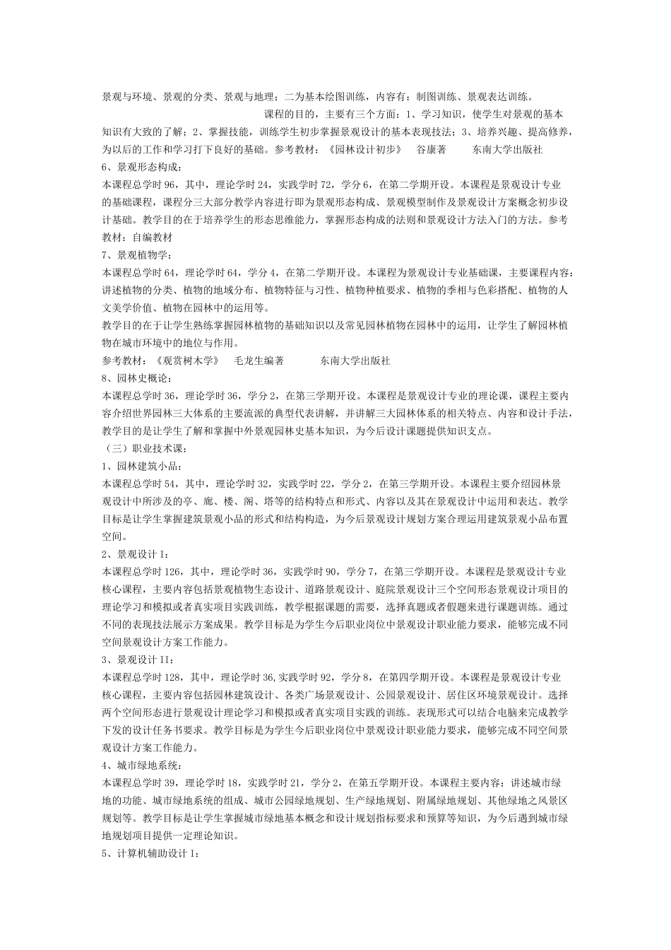 景观规划与设计专业2008级教学计划_第2页