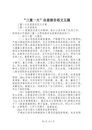 “三重一大”自查报告范文五篇