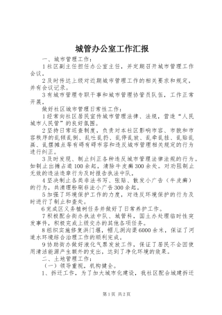 城管办公室工作汇报