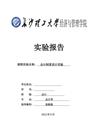 会计制度设计实验报告