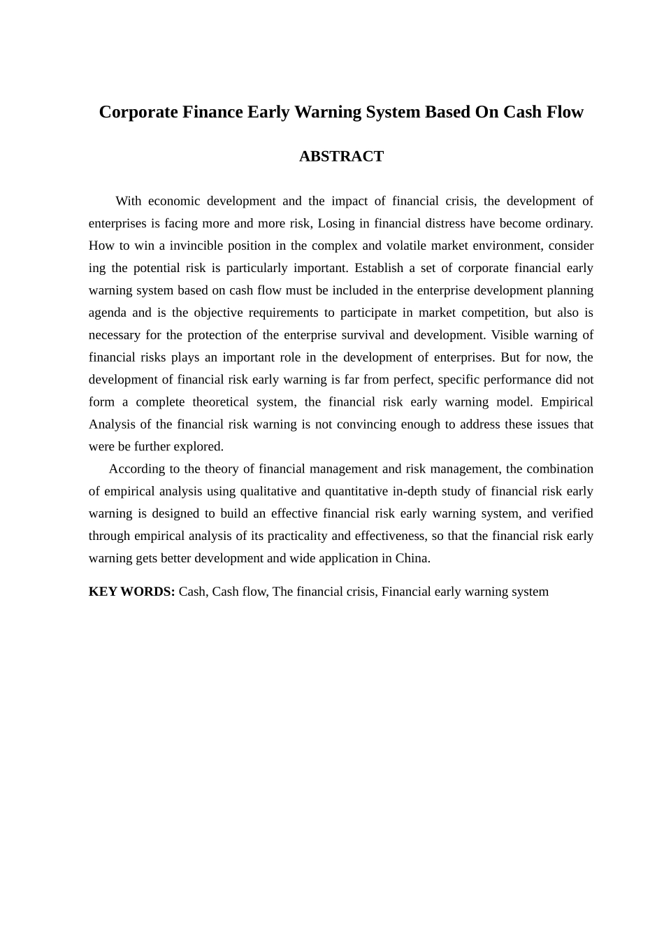 基于现金流量的企业财务预警系统研究_第2页